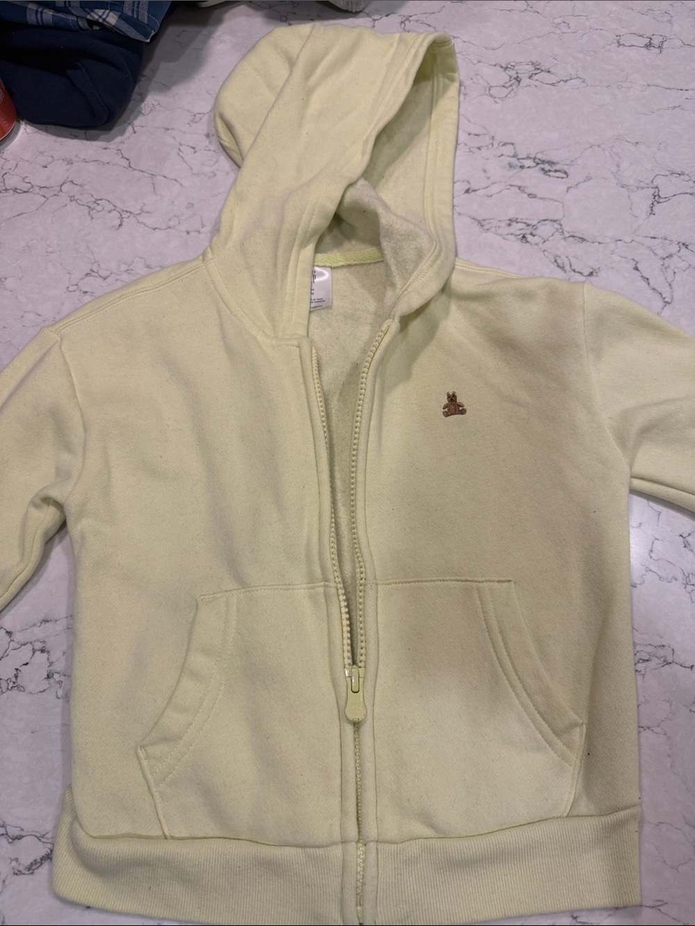 GAP Kids Pale Yellow Hooded Zip Sweatshirt with Embroidered Motif